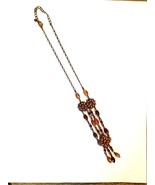 Vintage Boho/Retro Style Round &amp; Teardrop Dangle Amber Color Beaded Neck... - $209.69 MXN