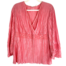Cato Surplice Pleated Blouse Top Pink Lace Sequin V Neck 3/4 Slv Women 3X 22/24W - £9.62 GBP