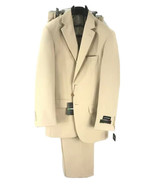 LUCCI Men's Beige Suit 2 Button Classic Fit Flat Front Poplin Polyester 34 - 44R - $69.99 - $74.99