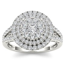 Authenticity Guarantee 
14K White Gold 1ct TDW Diamond Cluster Double Ha... - £1,134.27 GBP