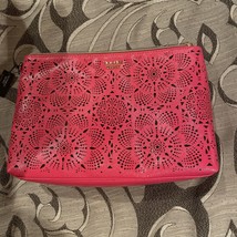 Victorias Secret Hot Pink Laser Cut Cosmetic Bag Vanity Case Makeup Purse Clutch - £23.73 GBP