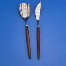 Vtg ECKO Eterna Forged Stainless Sugar Spoon &amp; Butter Knife Wood Canoe Handle - £11.17 GBP