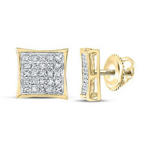 14kt Yellow Gold Womens Round Diamond Kite Square Earrings 1/6 Cttw - £172.90 GBP