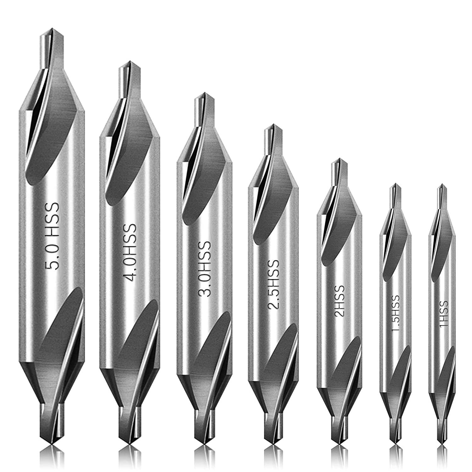 Primary image for M2 High Speed Steel 60-Degree Angle Center Drill Bits Kit Countersink, 7 Pcs..