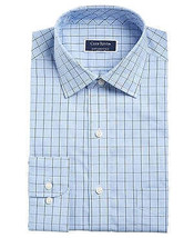 Club Room Mens Classic Fit Windowpane Dress Shirt, Blue 17 1/2 - $21.78