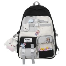  backpack bag college kawaii for teenager nylon transparen cute travel laptop bag black thumb200