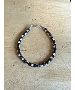 Handcrafted Bracelet, Black and Black/White Glass seed beads - $9.75
