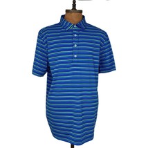 Donald Ross Sport Mens XL Blue Striped Golf Performance Short Sleeve Polo Shirt - £28.55 GBP