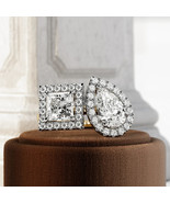 2 Carat Toi et Moi Halo Pear and Princess Cut F VS1 Lab Grown Diamond Ha... - $2,958.15 CAD