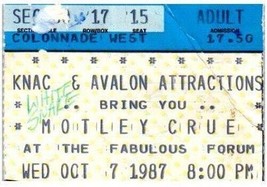 Mötley Crüe Concert Ticket Stub October 7 1987 The Forum Inglewood California - £27.39 GBP