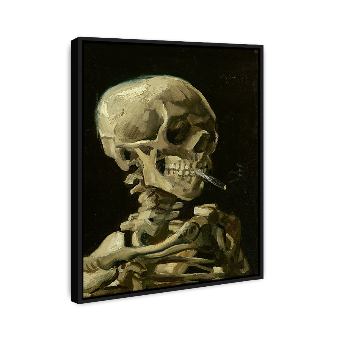 Framed Van Gogh Head Of a Skeleton With a Burning Cigarette Oil Canvas P... - $28.89+