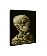 Framed Van Gogh Head Of a Skeleton With a Burning Cigarette Oil Canvas P... - $40.08 CAD+