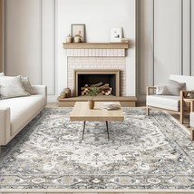 The 9X12 Grey/Blue Washable Area Rug Is A Large, Distressed,, And Farmhouses. - £204.24 GBP