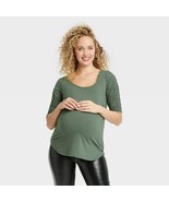 NEW The Nines by HATCH™ Elbow Sleeve Scoop Neck Shirred Maternity T-Shirt M - £10.97 GBP