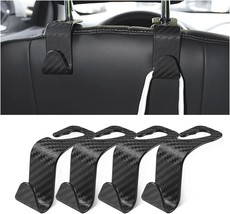 Car Back Seat Headrest Hooks 4 Pack Carbon Fiber Stylish Back Seat Hanger for Ca - £11.25 GBP
