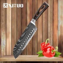 Kitchen Knife 7 Inch Chef Knives Japanese Utility Santoku Knife Meat Cleaver - £21.29 GBP