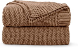 Cozecube Caramel Brown Throw Blanket For Couch, Soft Cozy Cable, Light Brown - $48.96