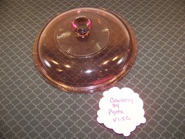 Cranberry Pyrex 34 V 1.5C Round Lid W/ Ribs Corning Ware Visions - $13.49