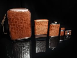 Brizard and Co. Croco Tobacco  Leather  Havana Traveler with cutter & lighter image 3