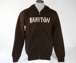 Burton Signature Brown Zip Front Hooded Sweat Jacket Hoodie Men&#39;s Small ... - $59.39