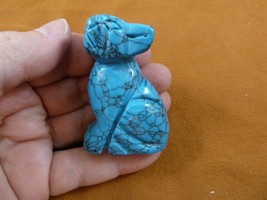 (Y-DOG-CH-717) blue CHIHUAHUA Mexican dog gemstone figurine carving Chih... - $17.53