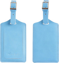 Travelambo Leather Luggage Bag Tags (Blue 6191 Light Blue) - £21.91 GBP
