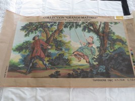 Grands Maitres Collection THE SWING Nicolas Lancret Blank NEEDLEPOINT CA... - $98.01