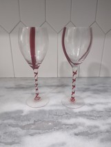 Pier 1 Imports Red Wine Glasses Set Of 2, Double Stripe Design, 12oz Glassware - £23.35 GBP