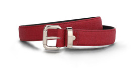 Womens vegan belt on red Piñatex pineapple skin fashion elegant silver buckle - £47.84 GBP