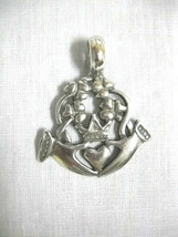 Celtic Claddagh Forever Friends Thick Cast Pewter Pendant Adj Cord Necklace - £7.16 GBP