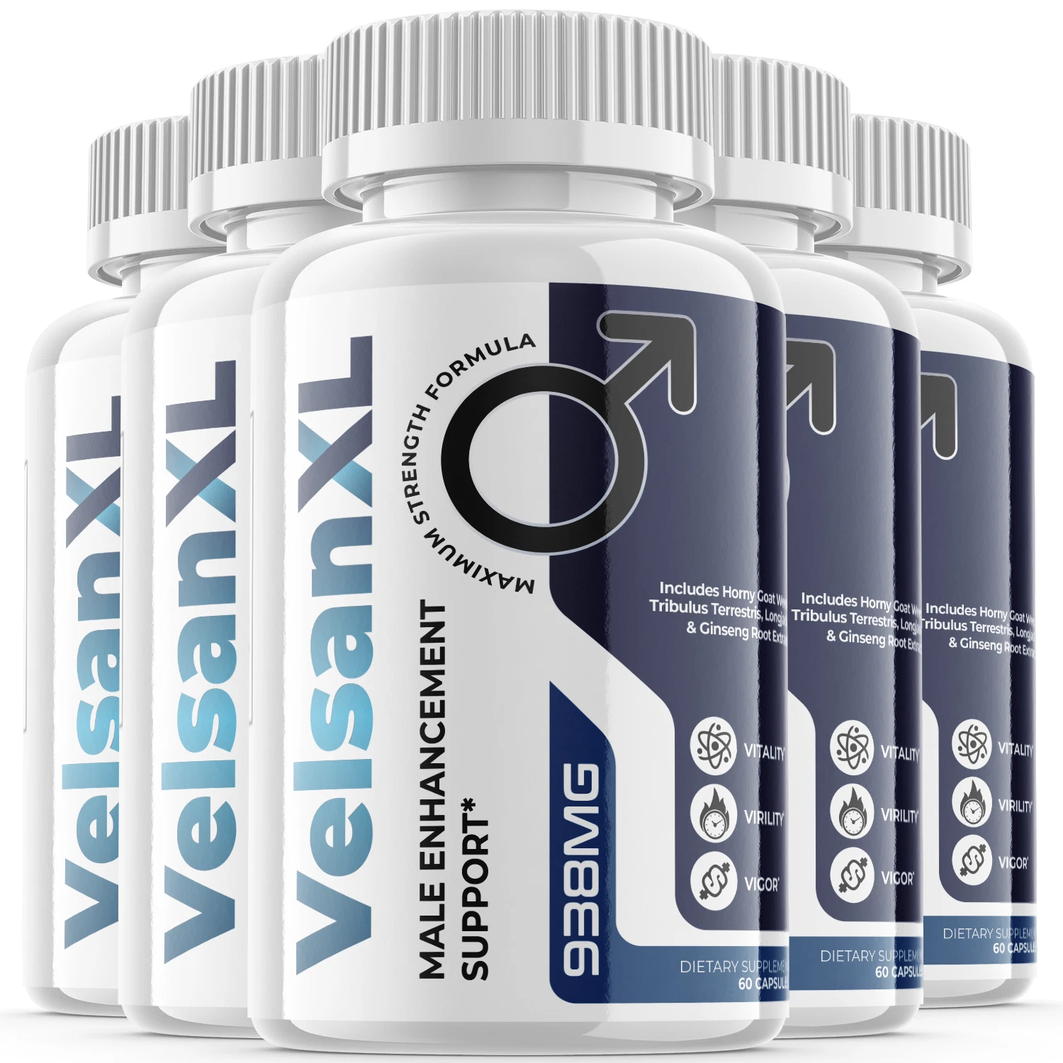Velsan XL - Male Virility - 5 Bottles - 300 Capsules - $99.99