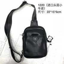  Men&#39;s Crossbody Bag Quality Soft Leather Black Chest Bag Leather Crossbody Bag - £42.63 GBP