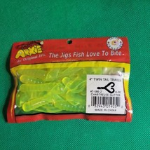 Arkie 4&quot; Twin Tail Trailers-Chartreuse Glitter Bait Lures READ DESCRIPTI... - €5,15 EUR