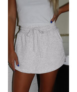 Light Grey French Terry Drawstring Elastic Waistband Mini Skort with Poc... - $344.20 MXN