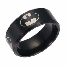 8mm Brushed Stainless Steel Batman Fashion Ring (Black, 7) - £7.00 GBP