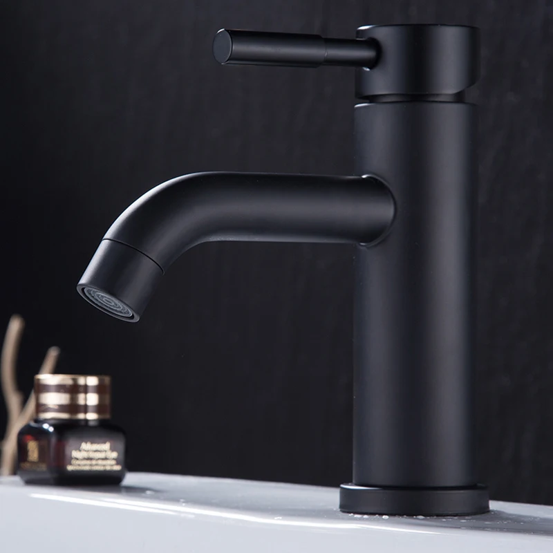 House Home XUNSHINI 304 Stainless Steel Basin Faucet Brushed Black Bathroom Fauc - £66.34 GBP