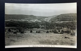 RPPC Unadilla New York  Birdseye View B&amp;W Small Town Valley Rolling Hills - £15.98 GBP