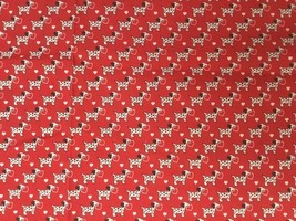 Dalmatian Dogs with Hearts on Red Cotton Fabric  39 1/2&quot; L x 46&quot; W NEW - $10.88