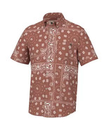 HUK Men&#39;s Kona Hukdana Button Down Shirt Baked Clay Short Sleeve Size Large - $54.66 CAD