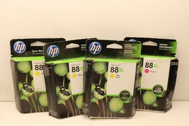 Lot of 5 HP OEM 88XL HIGH YIELD Ink Cartridges 3 Yellow 2 Magenta all Outdated - $24.47