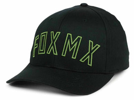 Fox Racing Sports Neon Green FOX MX Logo Flex Fit Black Cap - £18.81 GBP