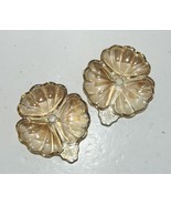 2 ~ Vintage Jeanette Marigold Carnival Glass Peach Luster Leaf Nut Dishes - £14.76 GBP