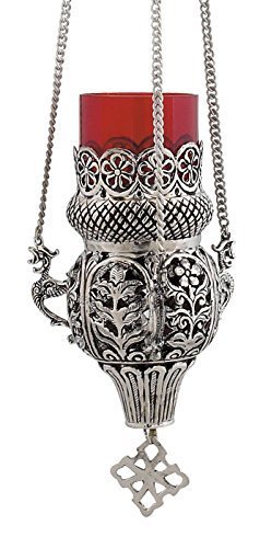 Hanging Engraved Nickel Plated Christian Vigil Lamp (9395 ?)