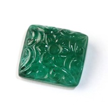 Hand Engraved Emerald , 21.27 Cttw , Carved Emerald Square , Emerald Carving , S - £2,554.74 GBP