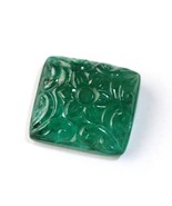 Hand Engraved Emerald , 21.27 Cttw , Carved Emerald Square , Emerald Car... - $4,376.66 CAD
