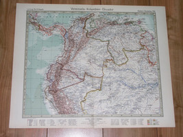 1925 Vintage Map Of Colombia Ecuador Venezuela Peru Panama / South America - £22.35 GBP
