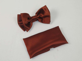 Men's Satin Silky Bow Tie Hankie by J.Valintin Collection #60 Cognac Brown image 2