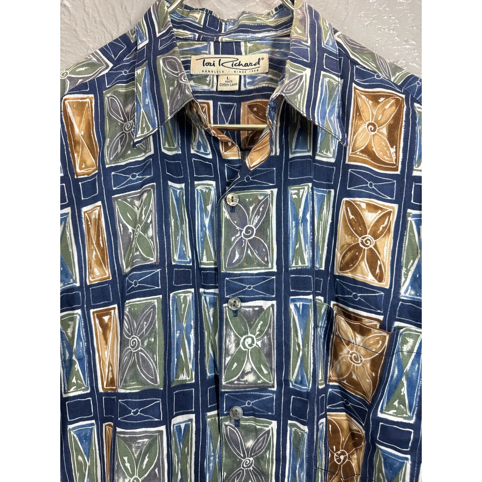 Tori Richard Honolulu Mens Cotton Hawaiian Shirt Made In USA Size Large  Item image 3