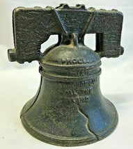 Vtg Cast Iron Liberty Bell Replica Still Bank Piggy bank Decorative - £19.94 GBP