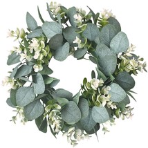 12&quot; Artificial Eucalyptus Wreath For Front Door Small Spring Summer Wreath Littl - £22.44 GBP